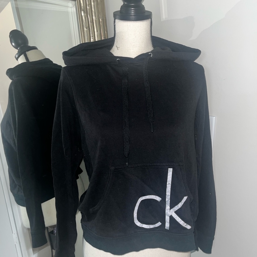 Calvin Klein Black Crop Women's Hoodie Sweater